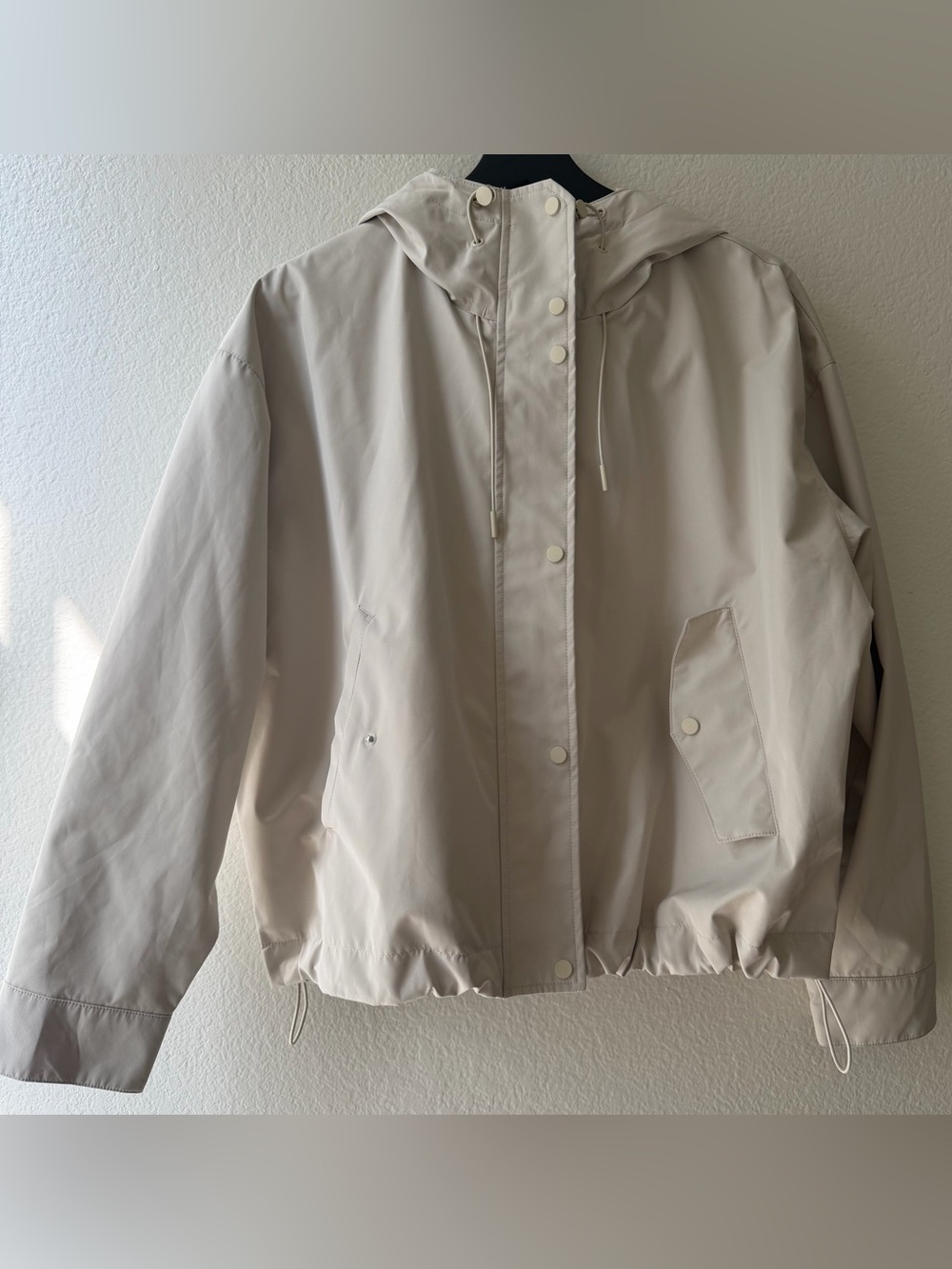 Zara Cream Hooded Bomber Jacket